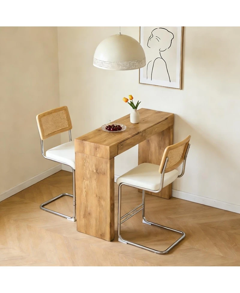 Streamdale Furniture Pu leather bar chair & wood grain bar table set with storage