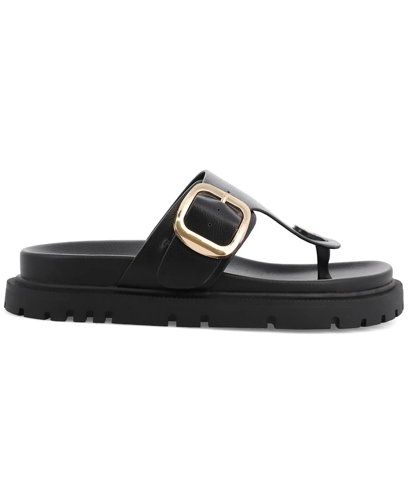 Mia Women's Geri Buckle Platform Thong Sandals