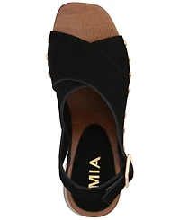 Mia Women's Eudora Studded Crisscross Square-Toe Platform Casual Sandals