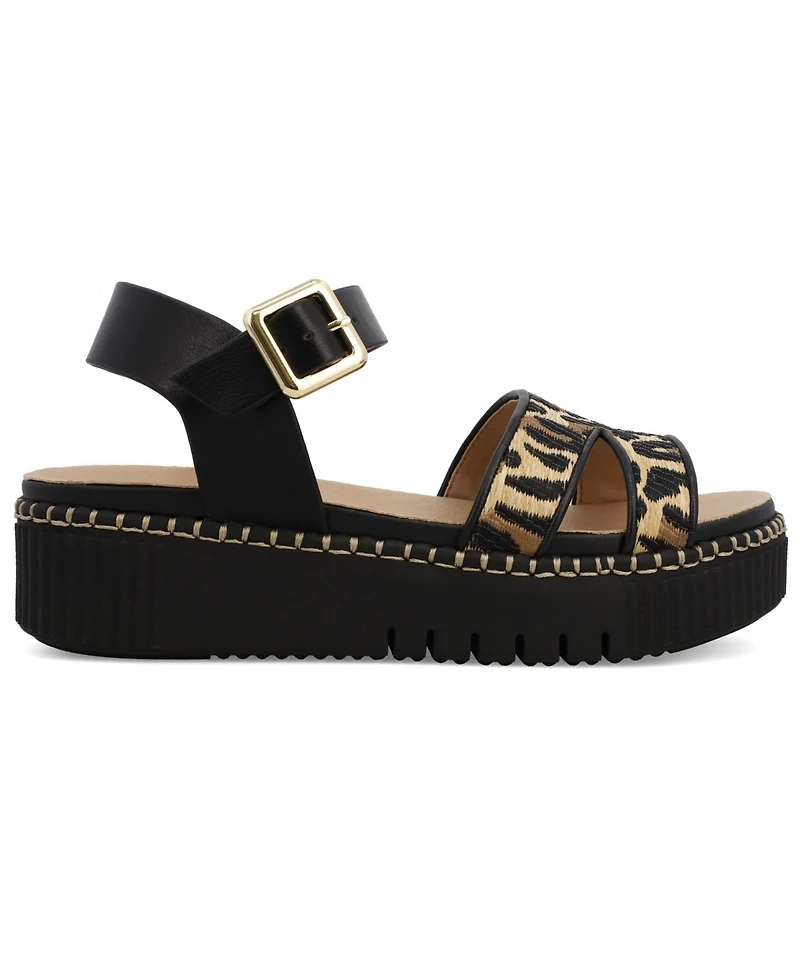 Mia Women's Jaiden Crossover Ankle-Strap Flatform Casual Sandals