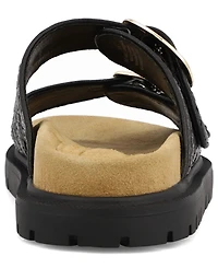 Mia Women's Monica Woven Double Buckle Slip-On Sandals
