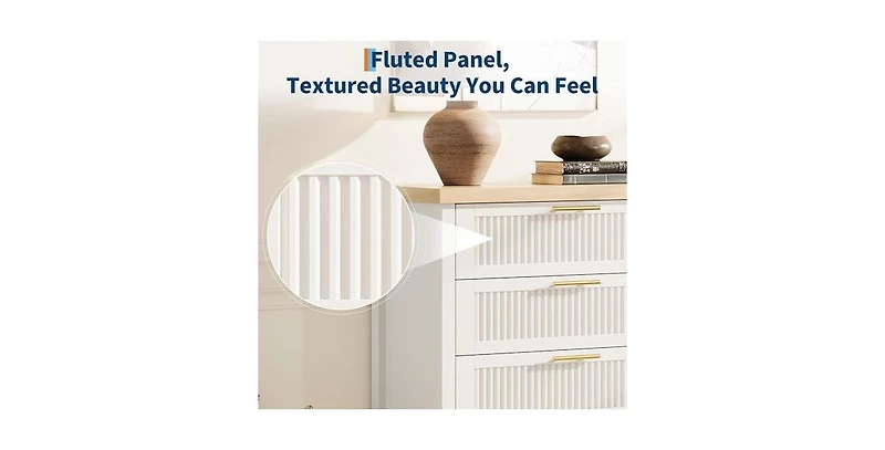 gaomon Fluted Dresser for Bedroom, Chest of Dressers for Closet with Fluted Dressers Chest with Clothes Storage