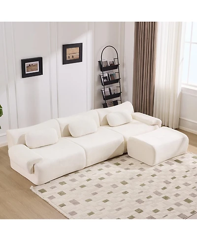 Streamdale Furniture Streamdale Modular Combination Armchair, Bamboo Joint Shape, 3+1 Seater Chenille Deep-Seat