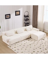 Streamdale Furniture Streamdale Modular Combination Armchair, Bamboo Joint Shape, 3+1 Seater Chenille Deep-Seat