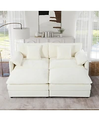Streamdale Furniture Deep Seat Sectional Cloud Sofa with 2 Ottomans And Pillows