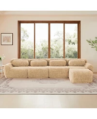 Streamdale Furniture L-Shaped Soft Fluffy Plush Modular Sectional Sofa