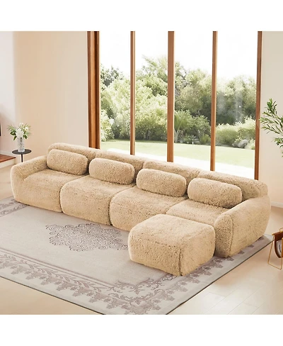 Streamdale Furniture L-Shaped Soft Fluffy Plush Modular Sectional Sofa