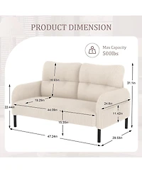 Streamdale Furniture Comfortable monochrome corduroy double sofa for living rooms & bedrooms