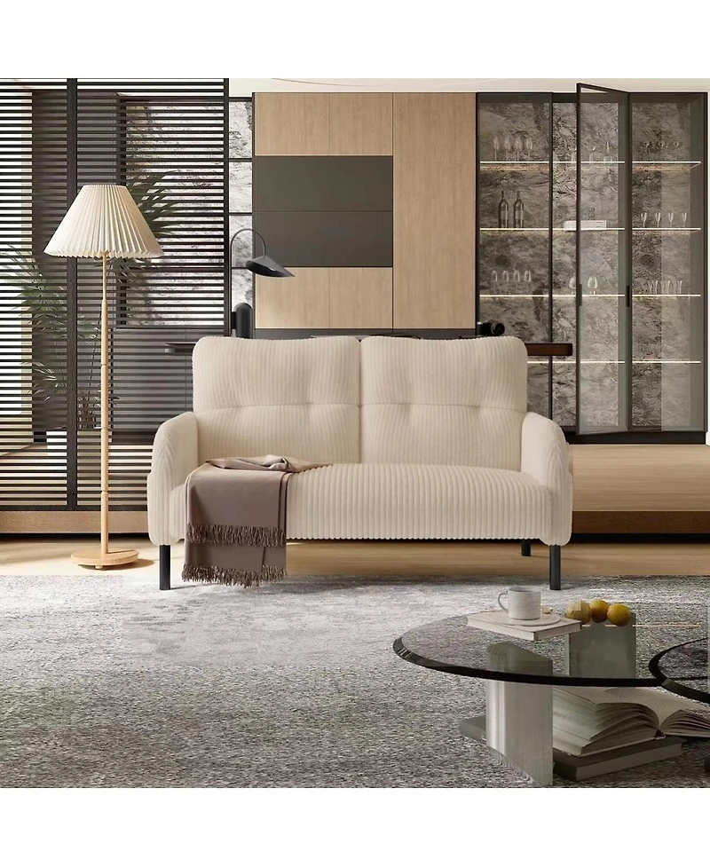Streamdale Furniture Comfortable monochrome corduroy double sofa for living rooms & bedrooms