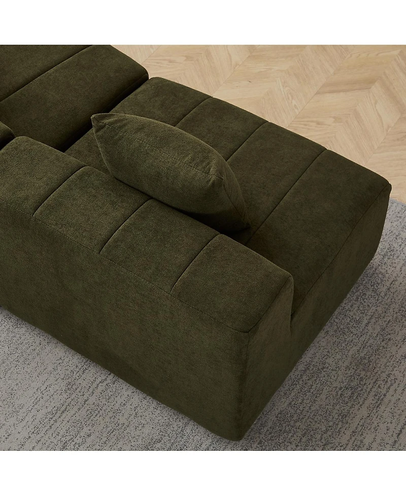 Streamdale Furniture Chenille Curved Sectional Sofa with 8 Pillows and Modular Seats