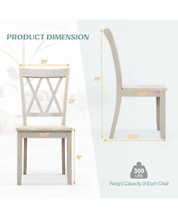 Gymax Solid Wood Dining Chair Set of 4 Armless Kitchen Chairs w/ Rubber Wood Frame Cross Back