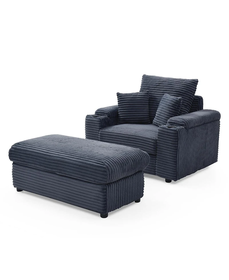 Streamdale Furniture Oversized Accent Chair with Ottoman, Single Sofa Chair, Modern Comfy Armchair