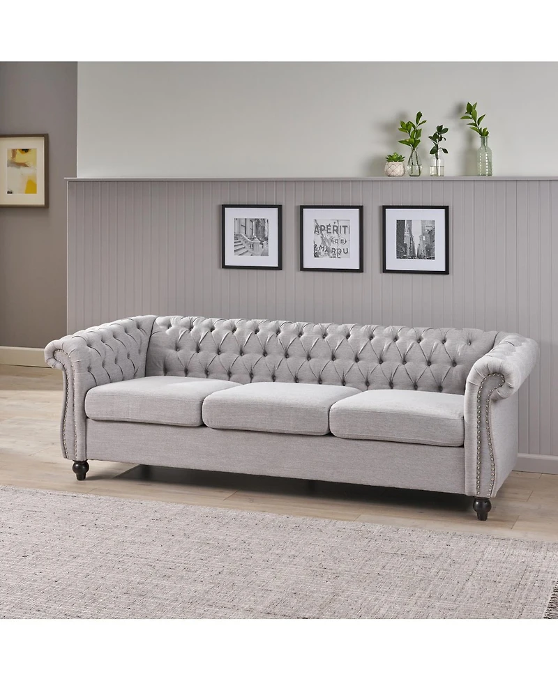 Streamdale Furniture Chesterfield Velvet Sofa with Button Tufting & Nailhead Accents