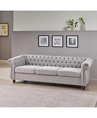 Streamdale Furniture Chesterfield Velvet Sofa with Button Tufting & Nailhead Accents