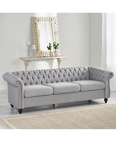 Streamdale Furniture Chesterfield Velvet Sofa with Button Tufting & Nailhead Accents