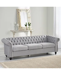 Streamdale Furniture Chesterfield Velvet Sofa with Button Tufting & Nailhead Accents