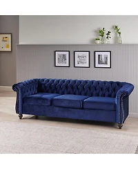 Streamdale Furniture Chesterfield Velvet Sofa with Button Tufting & Nailhead Accents