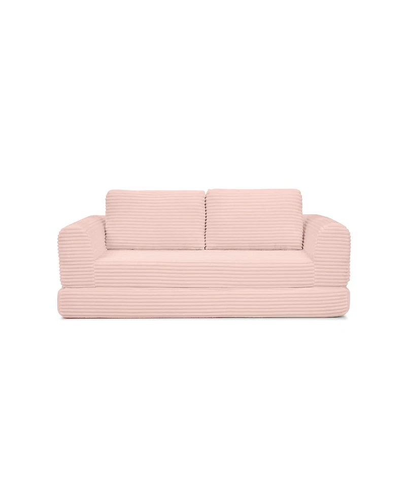 Streamdale Furniture 2-in-1 Folding Convertible Sofa Bed, Modern Corduroy Sleeper Couch with 2 Pillows