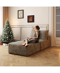 Streamdale Furniture Camel Plush Corduroy Sofa Bed, Convertible Sleeper Chair with Pillow