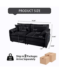 Streamdale Furniture Oversized Chenille Loveseat Sofa, 2-Seater Small Cloud Couch