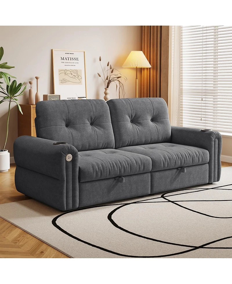 Streamdale Furniture Multi-functional 80.4" Chenille convertible sofa bed for living rooms bedrooms.