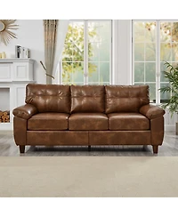 Streamdale Furniture 79" Three Seater Modern Faux Leather Sofa with Storage and Big Armrests