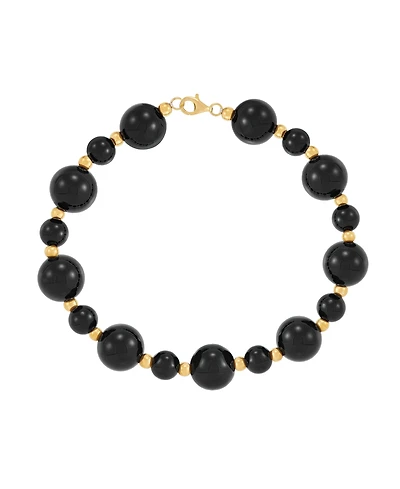 Macy's Onyx (10mm) Beaded Bracelet in 14k Yellow Gold Over Sterling Silver (Also available in Jade Bead)