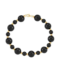 Macy's Onyx (10mm) Beaded Bracelet in 14k Yellow Gold Over Sterling Silver (Also available in Jade Bead)