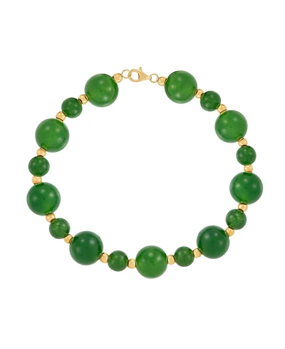 Macy's Onyx (10mm) Beaded Bracelet 14k Yellow Gold Over Sterling Silver (Also available Jade Bead)