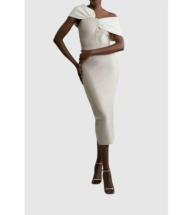 Karen Millen Women's Asymmetric Strap Knit Midi Dress