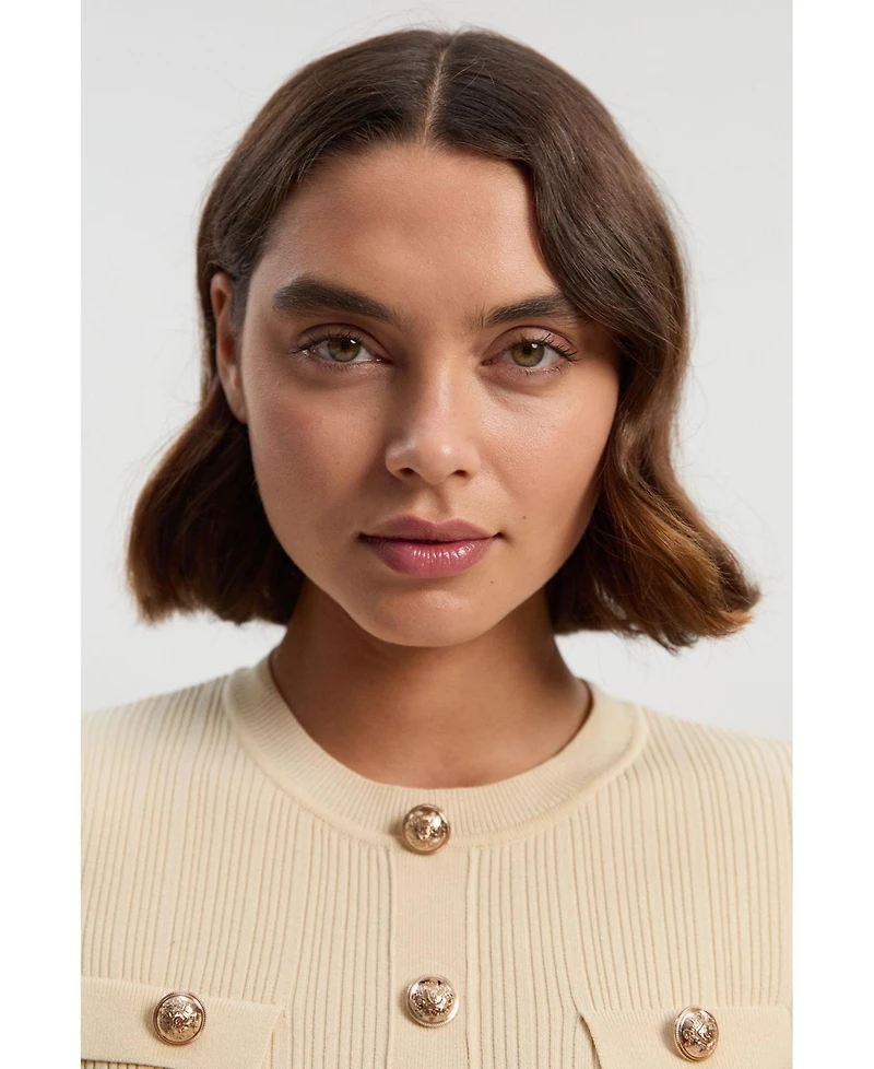 Karen Millen Women's Chiffon Sleeve Mini Knit Dress