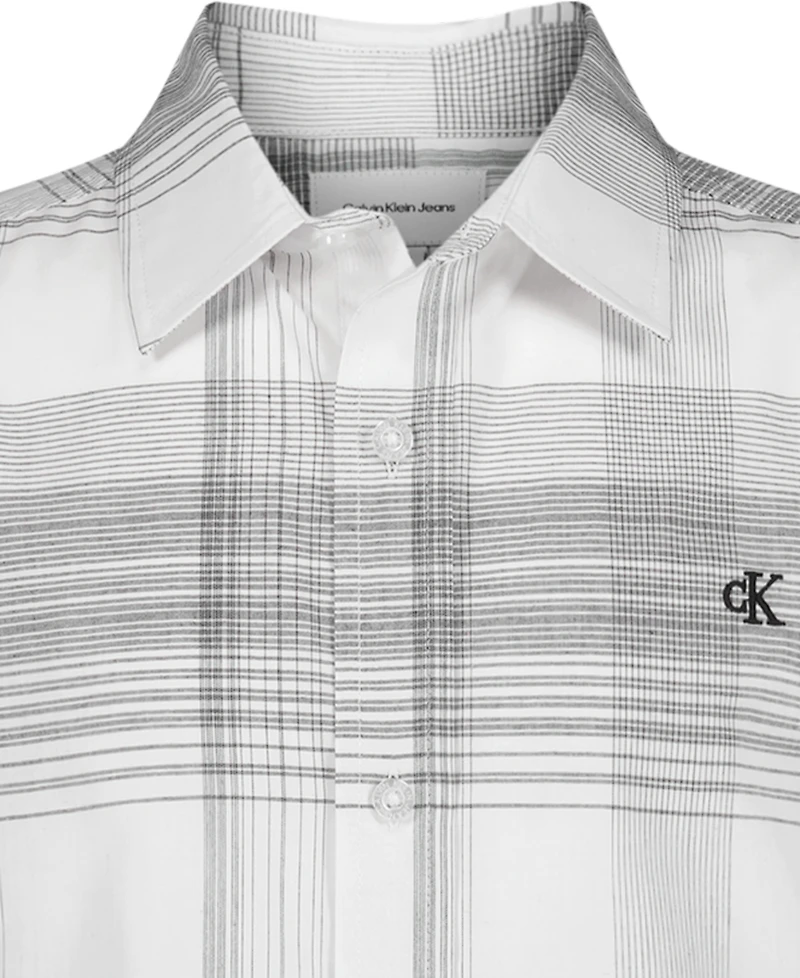 Calvin Klein Boys' 8-20 Intricate Plaid Woven Short-Sleeve Shirt
