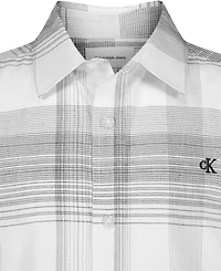 Calvin Klein Boys' 8-20 Intricate Plaid Woven Short-Sleeve Shirt