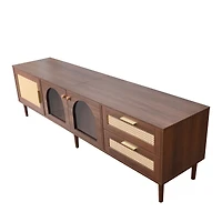 Streamdale Furniture 70" Tv Stand for TVs up to 80", Entertainment Center with Led Lights & Storage