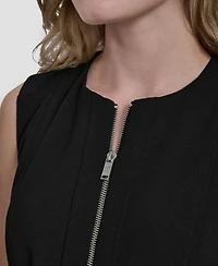 Dkny Women's Sleeveless Zipper Front Crewneck Sheath Dress