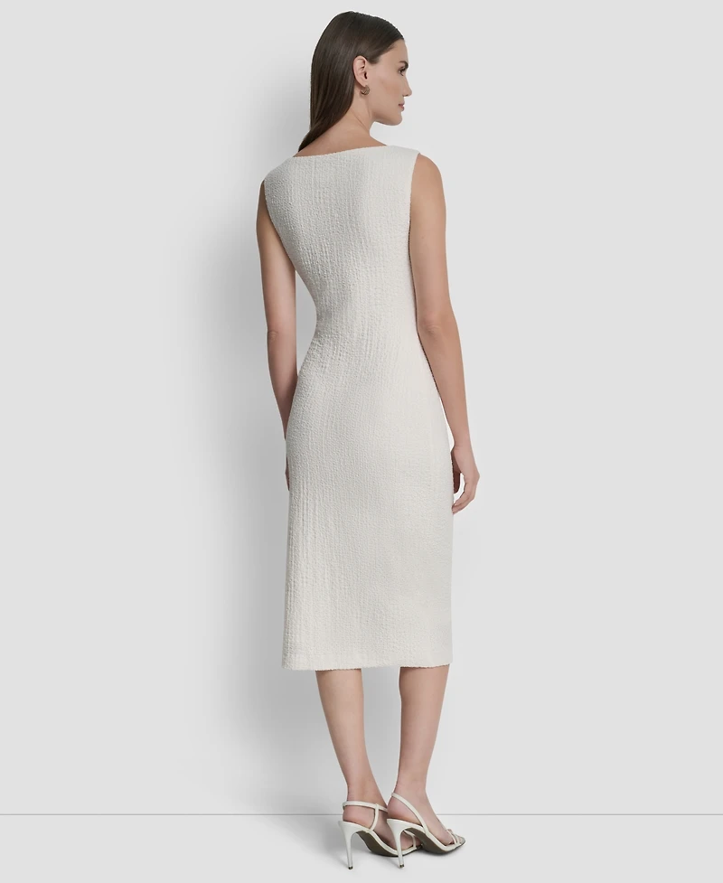 Dkny Women's Sleeveless Boat Neck Knot Midi Dress