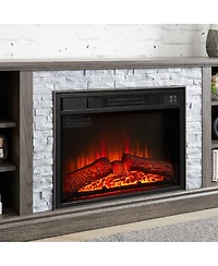 Streamdale Furniture 70" Tv Stand with Faux Stone Surround and 23" Fireplace Insert.