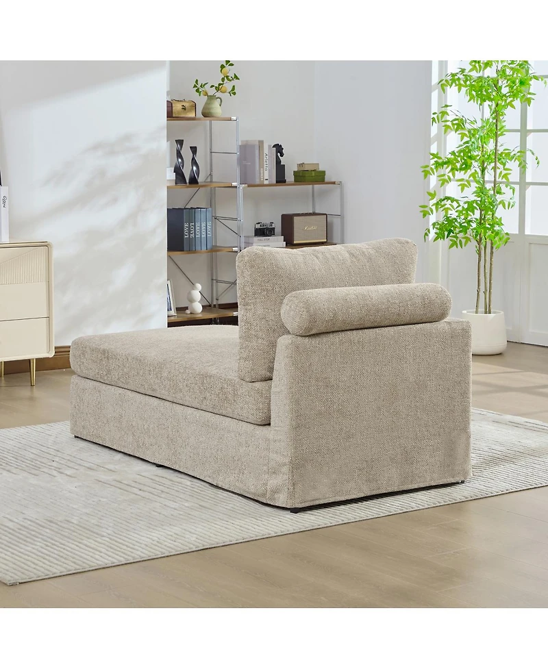 Streamdale Taupe Wide Modular Sofa Bed with Chenille Fabric and Metal Legs