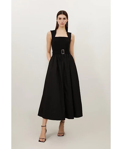 Karen Millen Women's Square Neck Belted Maxi Dress