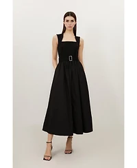 Karen Millen Women's Square Neck Belted Maxi Dress