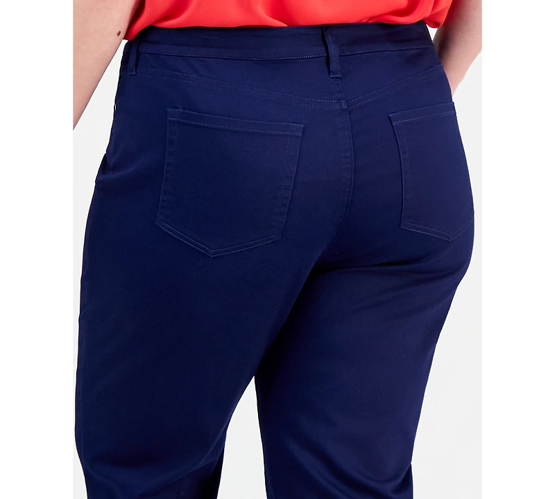 Jones New York Plus Lexington High Rise Crop Straight Leg Jeans