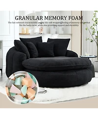 Streamdale Furniture Oversized Oval Upholstered Bean Bag Sofa with 5 Pillows & Wrap Around Backrest