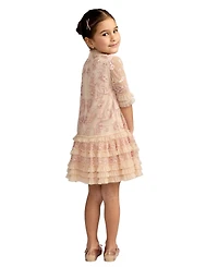 Mac Duggal Little Girls Micro Ruffle Embroidered Mini Dress