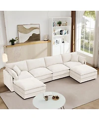Streamdale Furniture Modular Sectional Sofa, 130.7" U Shaped Couch Set, 4-Seater Comfy Cloud Couch