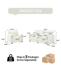 Streamdale Furniture Luxury 2-Piece Chenille Cloud Loveseat Set with 3 Pillows