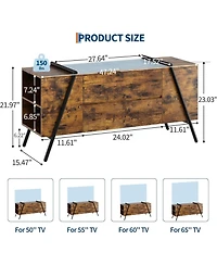 gaomon Modern Tv Stand, Wood Entertainment Center, 2 Drawers, Side Open Shelves, U-Shaped Metal Base, Fits up to 65".