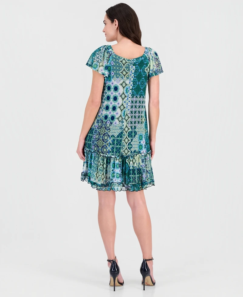 Robbie Bee Women's Short-Sleeve On/Off Shoulder Mini Dress