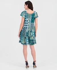 Robbie Bee Women's Short-Sleeve On/Off Shoulder Mini Dress