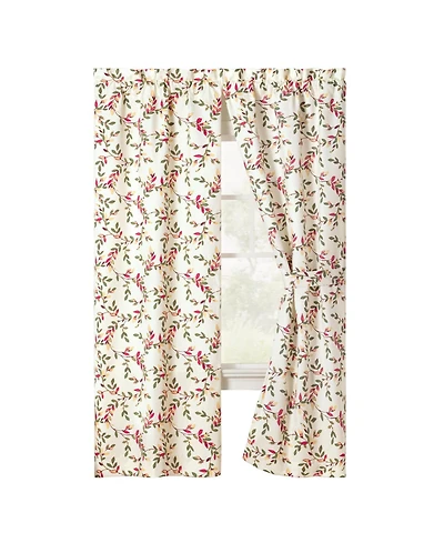 Ellis Vintage Stylish Medium Scale Printed Vine Pattern 1.5" Rod Pocket Tailored Pair with Ties 56"x63" Pecan