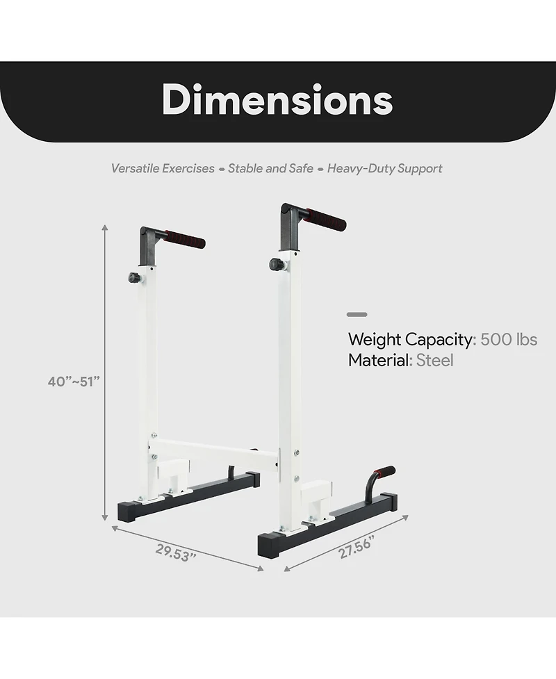 BalanceFrom Dip Stand, Home Gym Exercise Equipment Steel Bar, 500 Pound Capacity, White